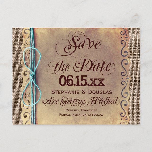 Rustic Country Vintage Enregistrer la date Cartes  (Devant)