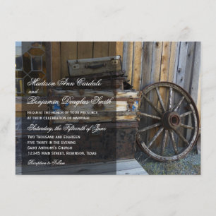 Rustic Country Wagon Wheel Wedel Invitations