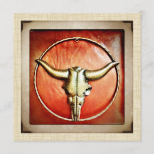 Rustic Country Western Bull Horns Invitation