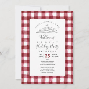 Rustic Cranberry En vichy Holiday Invitation