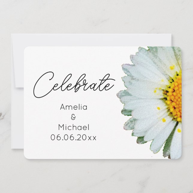 Rustic Daisy Summer Wedding Invitation (Devant)