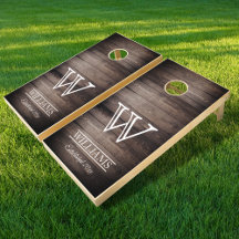 Rustic Dark Wood Pays Nom de famille Monogramme