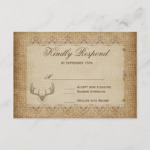 Rustic Deer Antlers Chasse Mariage Cartes RSVP