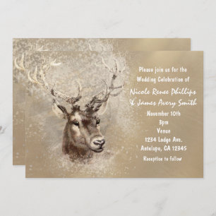 Rustic Deer Head Invitations de mariage hivernal
