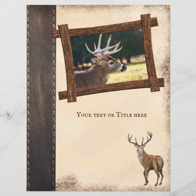Rustic Deer Hunting Journal Carte Vintage de album (Devant)