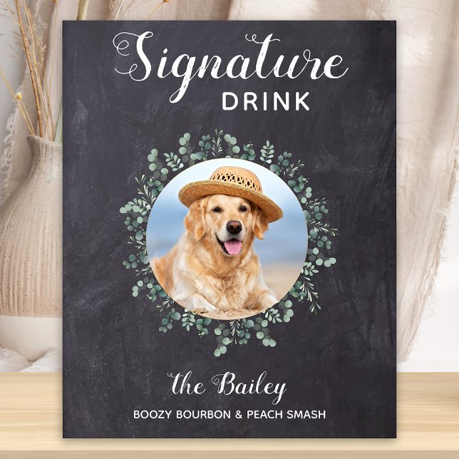 Rustic Dog Bar Signature Drinks Pet Wedding Poster (Créateur téléchargé)