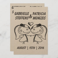 Rustic Doodle Faire-part de mariage lesbienne