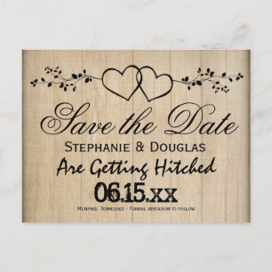 Rustic Double Hearts Enregistrer la date Cartes po