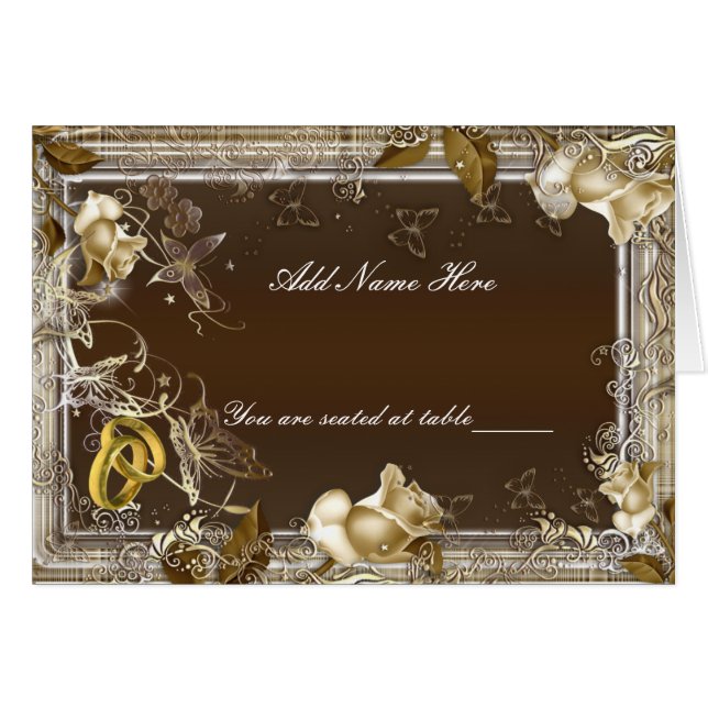 Rustic Elegance White Rose Folded Table Place Card (Devant Horizontal)