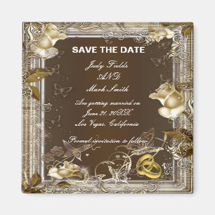 Rustic Elegance White Rose Save The Date Magnet