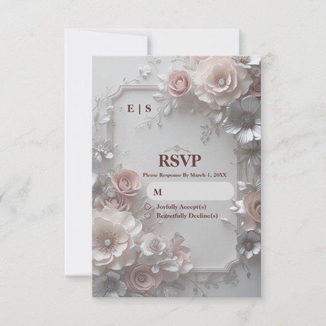 Rustic Elegant Floral Wedding RSVP Card (Devant)