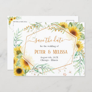 Rustic Elegant Sunflower enregistrer la date Carte