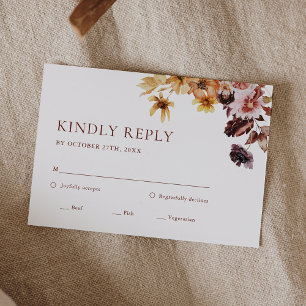 Rustic Fall Boho Floral Wedding Carte RSVP