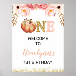 Rustic Fall Citrouille 1er anniversaire Affiche de