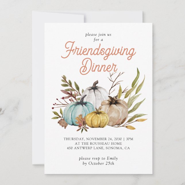 Rustic Fall Citrouille Friendsgiving Invitation (Devant)