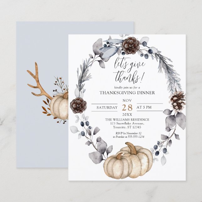 Rustic Fall Citrouille Thanksgiving Dîner Invitati (Devant / Derrière)