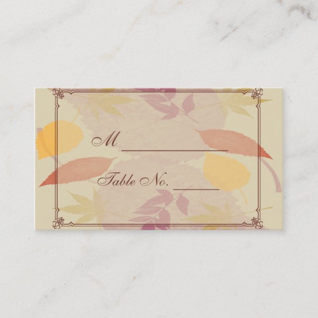 Rustic Fall Feuilles Mariage Place Cartes (Devant)
