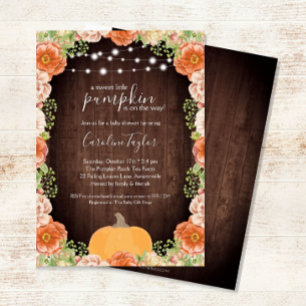 Rustic Fall Florals Baby shower de bois Invitation