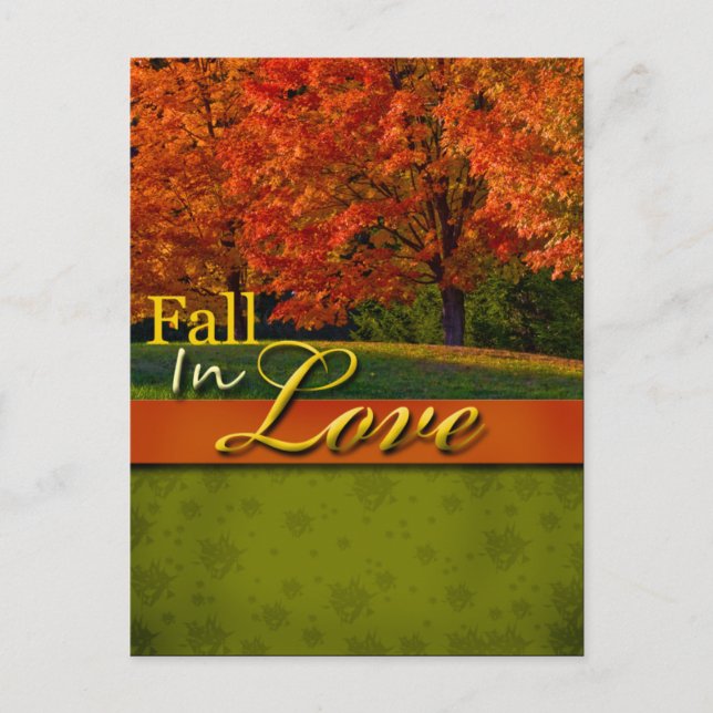 Rustic Fall In Love Carte Postale Mariage (Devant)