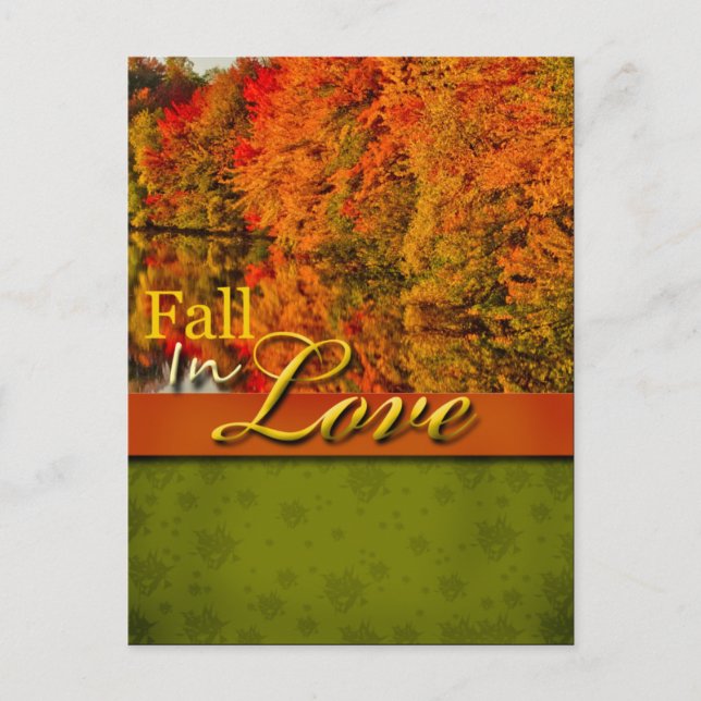 Rustic Fall In Love Carte Postale Mariage (Devant)