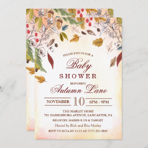 Rustic Fall laisse Baby shower Invitation