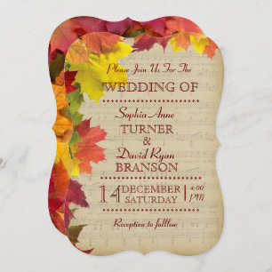 Rustic Fall laisse Faire-part de mariage de feuill