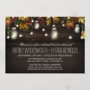 Rustic Fall Mason Jar Rehearsal Dîner Invitations