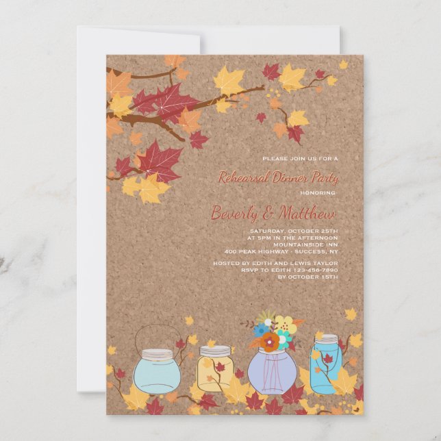 Rustic Fall Mason Jars Invitation (Devant)