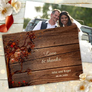 Rustic Fall Photo Mariage Carte de remerciements