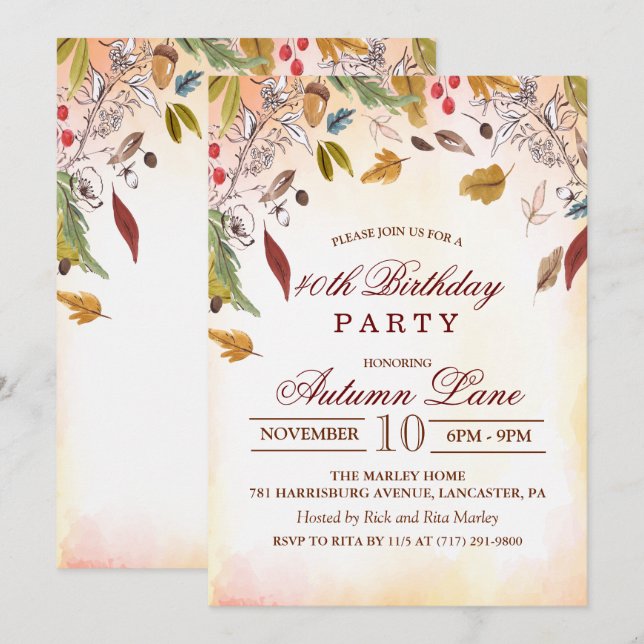 Rustic Fall quitte Anniversaire Fête Invitation (Devant / Derrière)