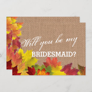 Rustic Fall quitte Burlap BRIDESMAID Invitation