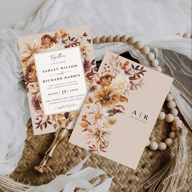 Rustic Fall quitte le Faire-part de mariage Mariag (Créateur téléchargé)