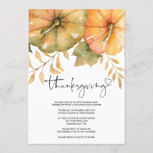 Rustic Fall Thanksgiving Dîner Invitation