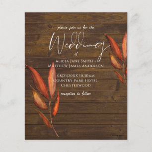 Rustic Fall WOODLAND Feuilles mariage Invitations