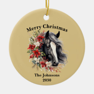 Rustic Farm Horse Christimas Photo Ornement