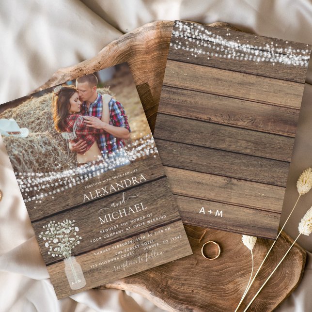Rustic Farmhouse Baby's Breath Jar Mariage (Créateur téléchargé)