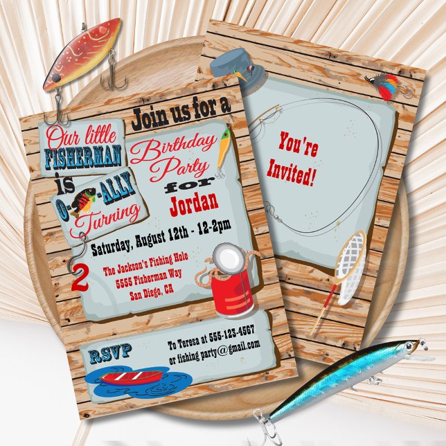Rustic Fishing Birthday Party Invitations (Créateur téléchargé)