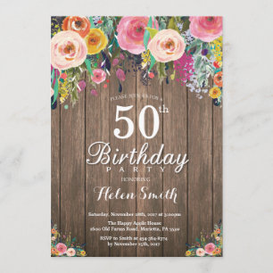 Rustic Floral 50e anniversaire Invitation pour fem