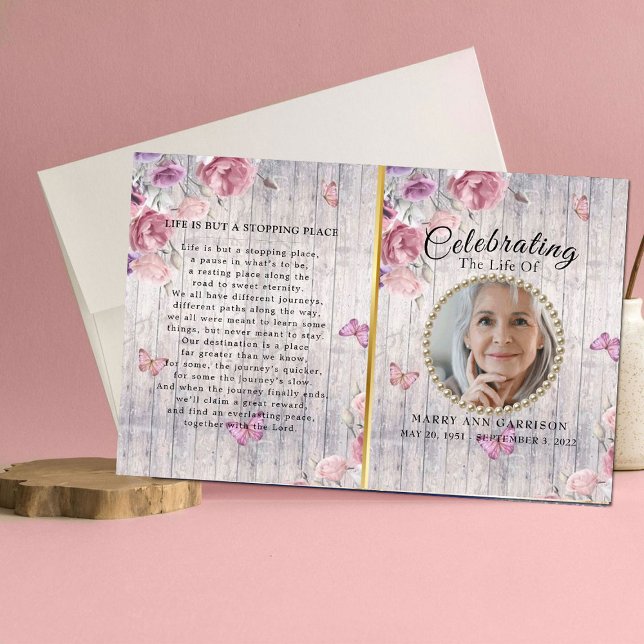 Rustic Floral Celebration of Life Programme (Créateur téléchargé)