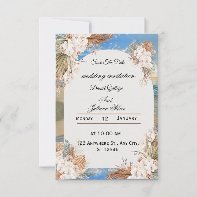Rustic Floral Sky Wedding Invitation (Devant)