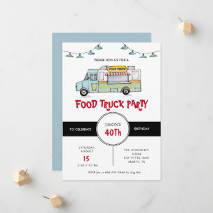 Rustic Food Truck Invitation de fête d'anniversair