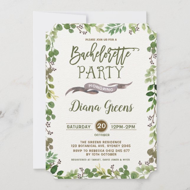 Rustic Forest Greenery Invitation de la fête de ba (Devant)