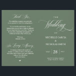 Rustic Forest Sage Green, Programme de mariage pli<br><div class="desc">Il s'agit de la carte pliable de programme de cérémonie mariage, dans le classique rustique de la sauge verte thème. Il est conçu avec un accent de défilement qui peut être personnalisé avec du texte personnalisé/personnalisé pour votre fête de mariage, les détails de cérémonie, des notes commémoratives et un message...</div>