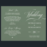 Rustic Forest Sage Green, Programme de mariage pli<br><div class="desc">Il s'agit de la carte pliable de programme de cérémonie mariage, dans le classique rustique de la sauge verte thème. Il est conçu avec un accent de défilement qui peut être personnalisé avec du texte personnalisé/personnalisé pour votre fête de mariage, les détails de cérémonie, des notes commémoratives et un message...</div>