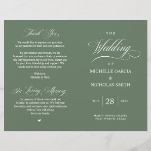 Rustic Forest Sage Green, Programme de mariage pli