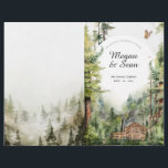 Rustic Forest Waterfall Wedding Programme<br><div class="desc">Créez le programme de mariage parfait avec ce modèle boisé romantique. Notez que les cartes arrivent à plat, et vous aurez besoin de Pold Down the Middle pour les convertir en papiers pliés. Ajoutez votre libellé personnalisé à cette conception à l'aide des cases "Modifier ce modèle de conception" situées à...</div>