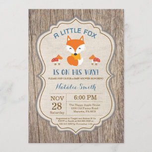 Rustic Fox Baby shower Invitation garçon