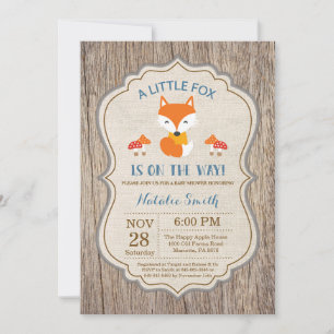 Rustic Fox Baby shower Invitation garçon