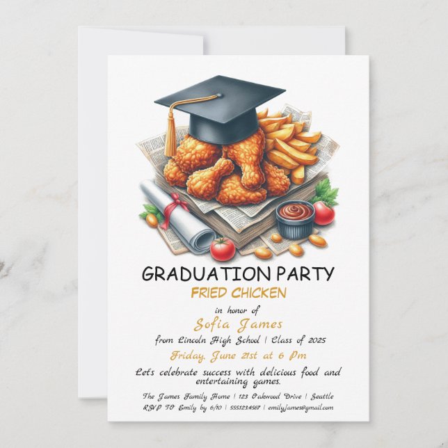 Rustic Fried Poulet Graduation Party Invitation (Devant)