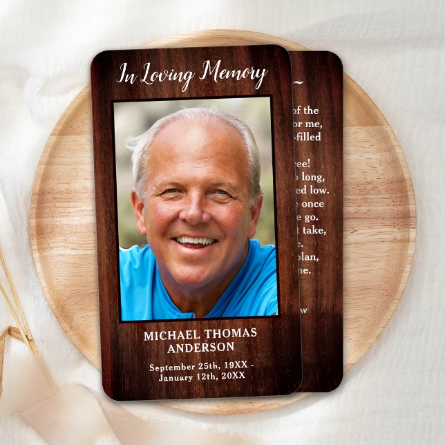 Rustic Funeral Photo carte de prière (Créateur téléchargé)